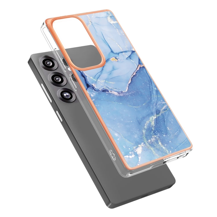 For Samsung Galaxy S25 Ultra 5G Electroplating Marble Dual-side IMD Phone Case(Blue 018) - Galaxy S25 Ultra 5G Cases by buy2fix | Online Shopping UK | buy2fix