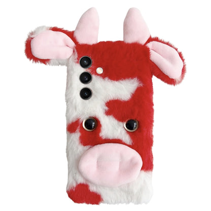 For Samsung Galaxy S25 5G Cute Plush Cow TPU Phone Case(Red) - Galaxy S25 5G Cases by buy2fix | Online Shopping UK | buy2fix