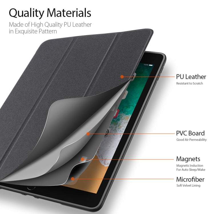 For iPad 9.7 inch(2017)/9.7 inch(2018)/iPad 6 DUX DUCIS Domo Series Horizontal Flip Magnetic PU Leather Case with Three-folding Holder & Pen Slot(Black) - iPad 9.7 (2018) & (2017) Cases by DUX DUCIS | Online Shopping UK | buy2fix