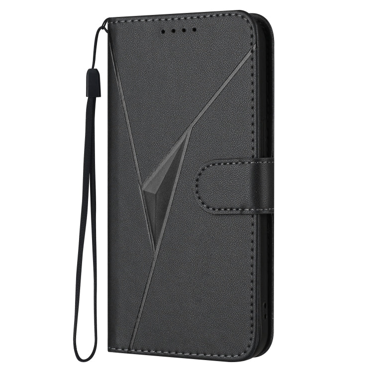 For OnePlus 12 Triangle Pattern Buckle Clasp Leather Phone Case(Black) - OnePlus Cases by buy2fix | Online Shopping UK | buy2fix