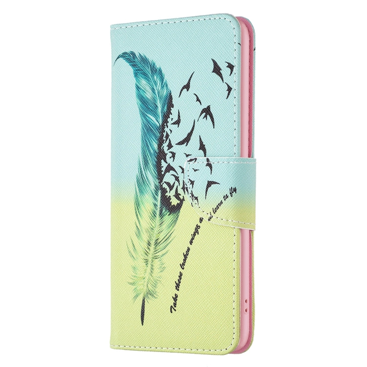 For Samsung Galaxy S25+ 5G Colored Drawing Pattern Leather Phone Case(Feather) - Galaxy S25+ 5G Cases by buy2fix | Online Shopping UK | buy2fix