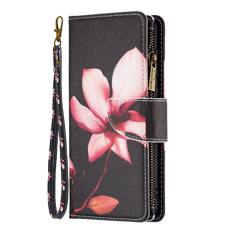 For Samsung Galaxy S25+ 5G Colored Drawing Pattern Zipper Leather Phone Case(Lotus) - Galaxy S25+ 5G Cases by buy2fix | Online Shopping UK | buy2fix