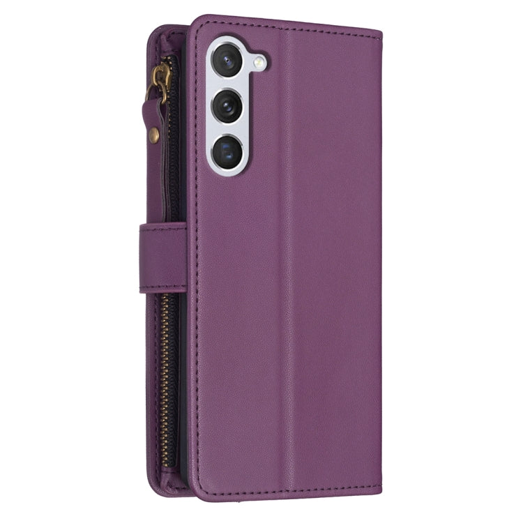 For Samsung Galaxy S25 5G 9 Card Slots Zipper Wallet Leather Flip Phone Case(Dark Purple) - Galaxy S25 5G Cases by buy2fix | Online Shopping UK | buy2fix