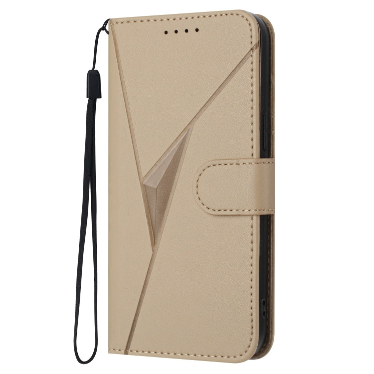 For Motorola Moto G 5G 2024 Triangle Pattern Buckle Clasp Leather Phone Case(Gold) - Motorola Cases by buy2fix | Online Shopping UK | buy2fix