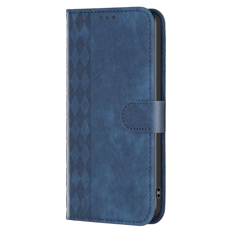 For Samsung Galaxy S25 5G Plaid Embossed Leather Phone Case(Blue) - Galaxy S25 5G Cases by buy2fix | Online Shopping UK | buy2fix