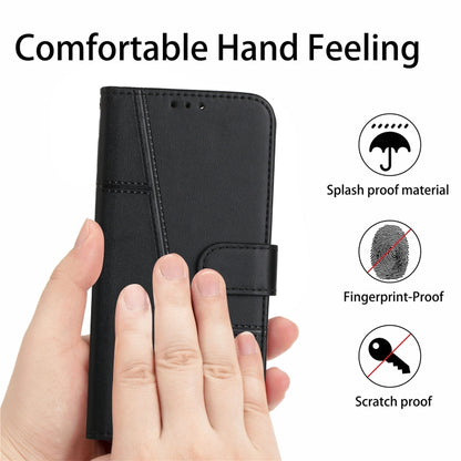 For Samsung Galaxy S25+ / S24+ 5G Stitching Calf Texture Buckle Leather Phone Case(Black) - Galaxy S25+ 5G Cases by buy2fix | Online Shopping UK | buy2fix