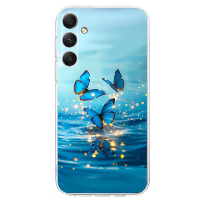 For Samsung Galaxy S25+ 5G Colorful Painting Pattern TPU Phone Case(Blue Butterflies) - Galaxy S25+ 5G Cases by buy2fix | Online Shopping UK | buy2fix