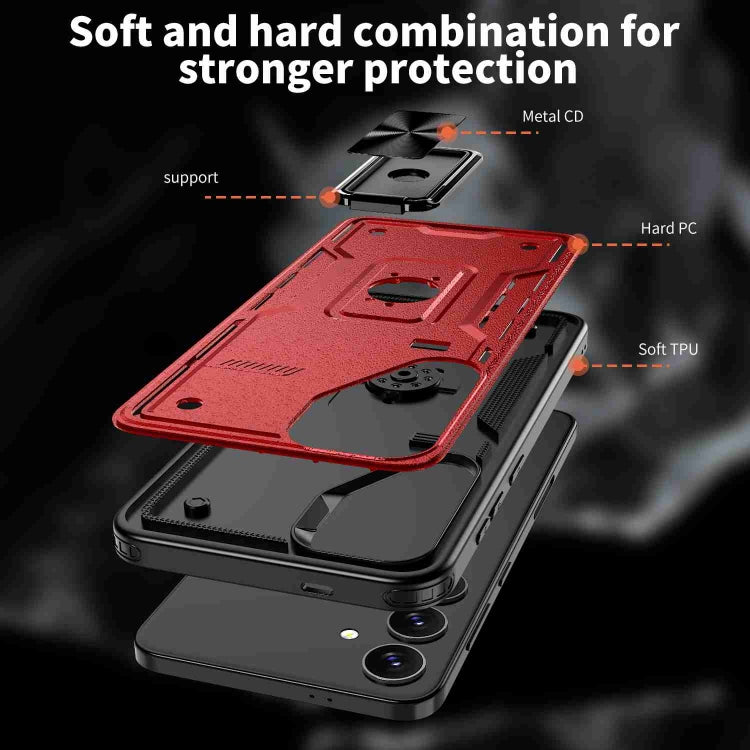 For Samsung Galaxy S25+ 5G Ring Holder PC Hybrid TPU Phone Case(Red) - Galaxy S25+ 5G Cases by buy2fix | Online Shopping UK | buy2fix