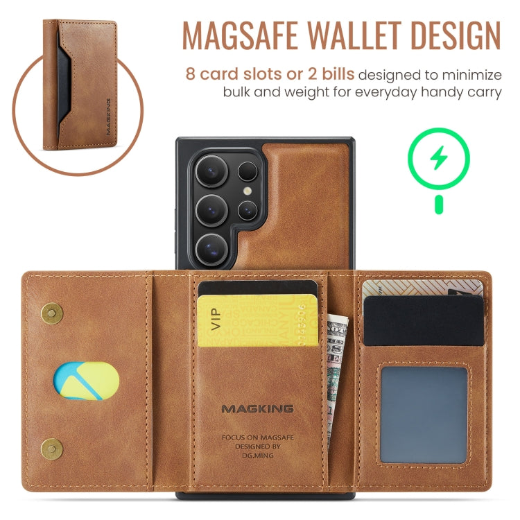 For Samsung Galaxy S23 Ultra 5G DG.MING MAGKING-K2 Series MagSafe RFID Card Bag Detachable Phone Case(Brown) - Galaxy S23 Ultra 5G Cases by DG.MING | Online Shopping UK | buy2fix