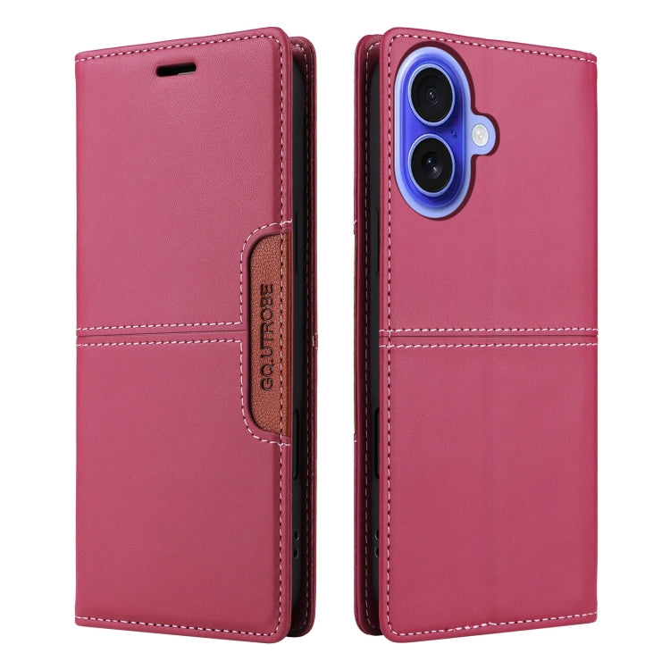 For iPhone 16 GQUTROBE G01 RFID Anti-theft Leather Phone Case(Red) - iPhone 16 Cases by GQUTROBE | Online Shopping UK | buy2fix