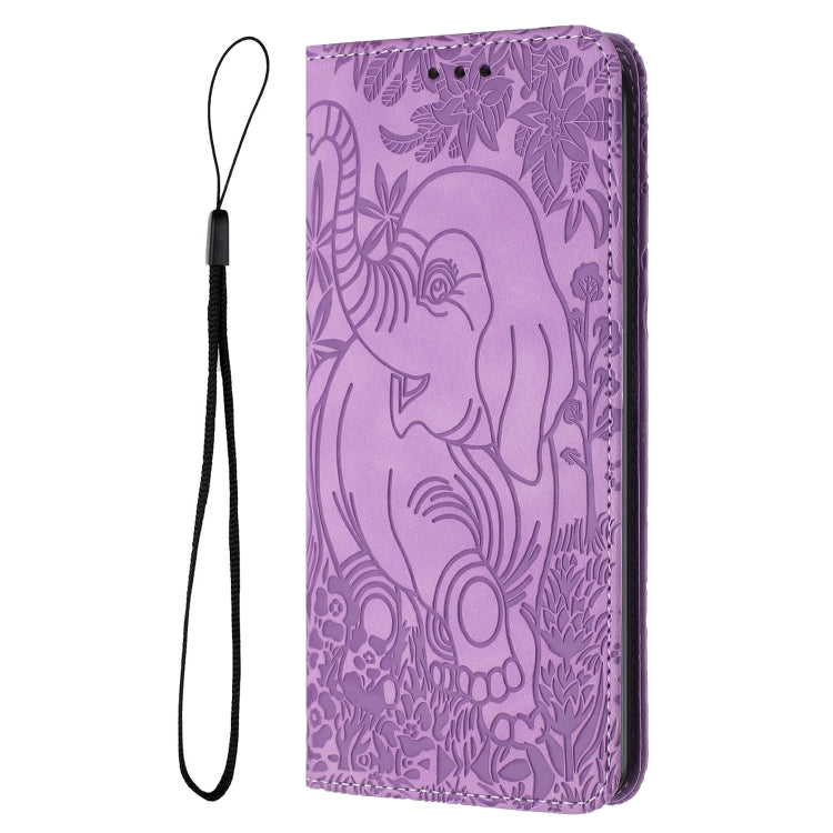 For Samsung Galaxy S25 Ultra 5G Retro Elephant Embossed Leather Phone Case(Purple) - Galaxy S25 Ultra 5G Cases by buy2fix | Online Shopping UK | buy2fix