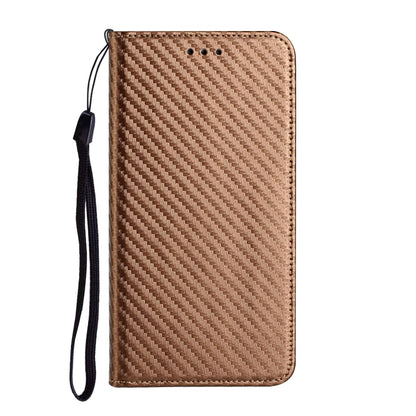 For Samsung Galaxy S25+ 5G Carbon Fiber Texture Magnetic Flip Leather Phone Case(Brown) - Galaxy S25+ 5G Cases by buy2fix | Online Shopping UK | buy2fix