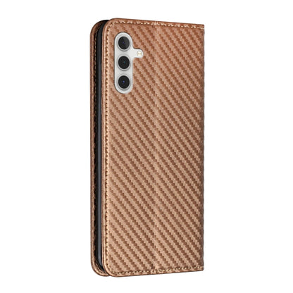 For Samsung Galaxy S25+ 5G Carbon Fiber Texture Magnetic Flip Leather Phone Case(Brown) - Galaxy S25+ 5G Cases by buy2fix | Online Shopping UK | buy2fix