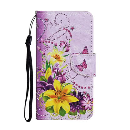 For Samsung Galaxy S25 5G Colored Drawing Pattern Leather Phone Case(Yellow Flower Butterfly) - Galaxy S25 5G Cases by buy2fix | Online Shopping UK | buy2fix