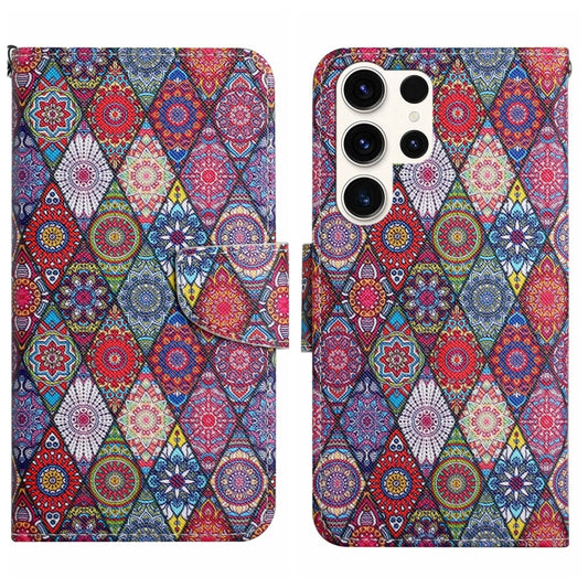 For Samsung Galaxy S25 Ultra 5G Colored Drawing Pattern Leather Phone Case(Diamond Kaleidoscope) - Galaxy S25 Ultra 5G Cases by buy2fix | Online Shopping UK | buy2fix