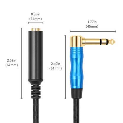 6.35mm 1/4 TRS Male Stereo Elbow to Female Electric Guitar Audio Cable, Length:1m(Black Blue) - Microphone Audio Cable & Connector by buy2fix | Online Shopping UK | buy2fix