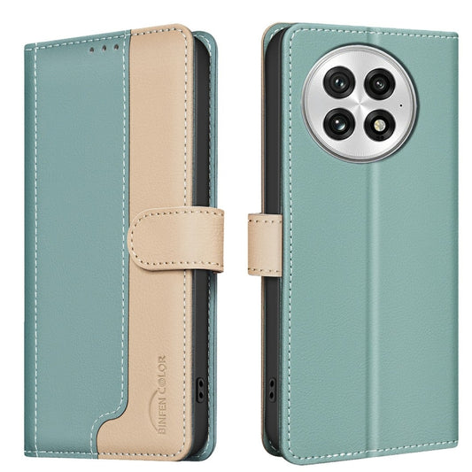 For OnePlus 13 Color Matching RFID Anti-theft Leather Phone Case(Green) - OnePlus Cases by buy2fix | Online Shopping UK | buy2fix