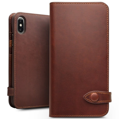 For iPhone X / XS QIALINO Crazy Horse Business Horizontal Flip Leather Case with Holder & Card Slots, Style:With Buckle(Brown) - More iPhone Cases by QIALINO | Online Shopping UK | buy2fix