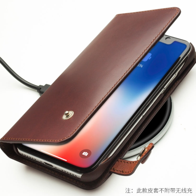 For iPhone X / XS QIALINO Crazy Horse Business Horizontal Flip Leather Case with Holder & Card Slots, Style:With Buckle(Brown) - More iPhone Cases by QIALINO | Online Shopping UK | buy2fix