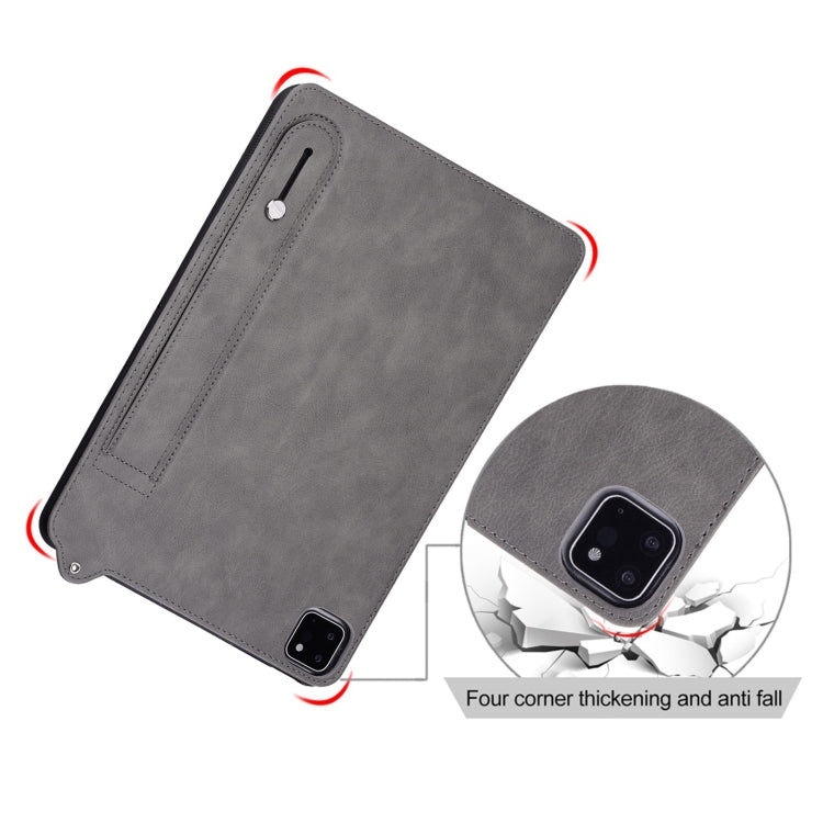 For Samsung Galaxy Tab S10 / S9 / S8 / S7 TPU Leather Back Tablet Case with Wristband(Grey) - Tab S10 Cases by buy2fix | Online Shopping UK | buy2fix