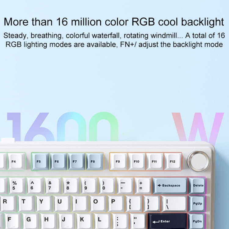 AULA F75 80 Keys Wired/2.4G/Bluetooth Three Model Customized RGB Mechanical Keyboard(Side Engraved Blue) - Wireless Keyboard by AULA | Online Shopping UK | buy2fix