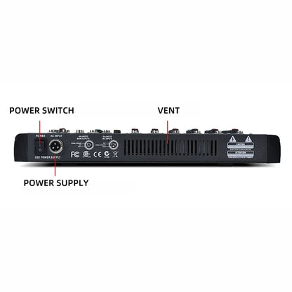 XTUGA CT60X 6-Channels Audio Mixer DJ Mixing Console with 48V Power Supply(UK Plug) - Live Sound Effects Processors by XTUGA | Online Shopping UK | buy2fix