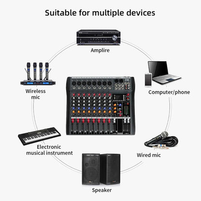 XTUGA CT80X 8-Channels Audio Mixer DJ Mixing Console with 48V Power Supply(US Plug) - Live Sound Effects Processors by XTUGA | Online Shopping UK | buy2fix