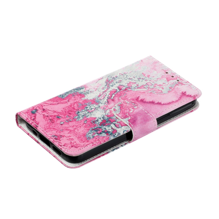 For Samsung Galaxy S25+ 5G Colored Drawing Marble Pattern Leather Phone Case(Pink Seawater) - Galaxy S25+ 5G Cases by buy2fix | Online Shopping UK | buy2fix