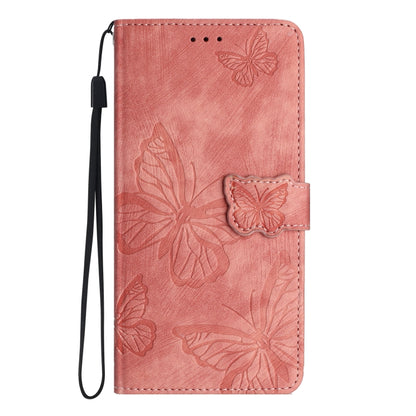 For Samsung Galaxy S25+ 5G Skin-feel Embossed Butterfly Leather Phone Case(Pink) - Galaxy S25+ 5G Cases by buy2fix | Online Shopping UK | buy2fix