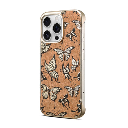 For iPhone 16 Pro Max Denior A18 WoodenPaint MagSafe Phone Case(Butterflies) - iPhone 16 Pro Max Cases by Denior | Online Shopping UK | buy2fix