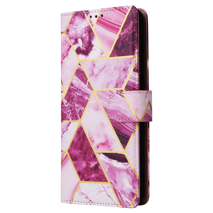 For Samsung Galaxy S25+ 5G Marble Bronzing Stitching Leather Phone Case(Purple) - Galaxy S25+ 5G Cases by buy2fix | Online Shopping UK | buy2fix