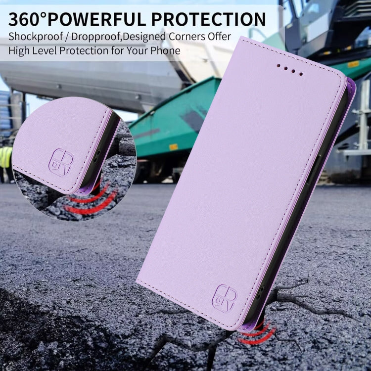 For Samsung Galaxy S24 / S25 5G RC01 Dual-Folded Magnetic Suction RFID Leather Phone Case(Light Purple) - Galaxy S25 5G Cases by buy2fix | Online Shopping UK | buy2fix