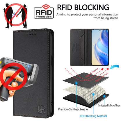 For Samsung Galaxy S25 Ultra 5G RC01 Dual-Folded Magnetic Suction RFID Leather Phone Case(Black) - Galaxy S25 Ultra 5G Cases by buy2fix | Online Shopping UK | buy2fix