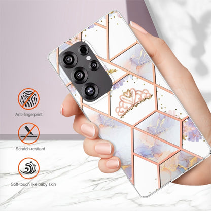 For Samsung Galaxy S25 Ultra 5G Splicing Marble Flower IMD TPU Phone Case(Crown) - Galaxy S25 Ultra 5G Cases by buy2fix | Online Shopping UK | buy2fix