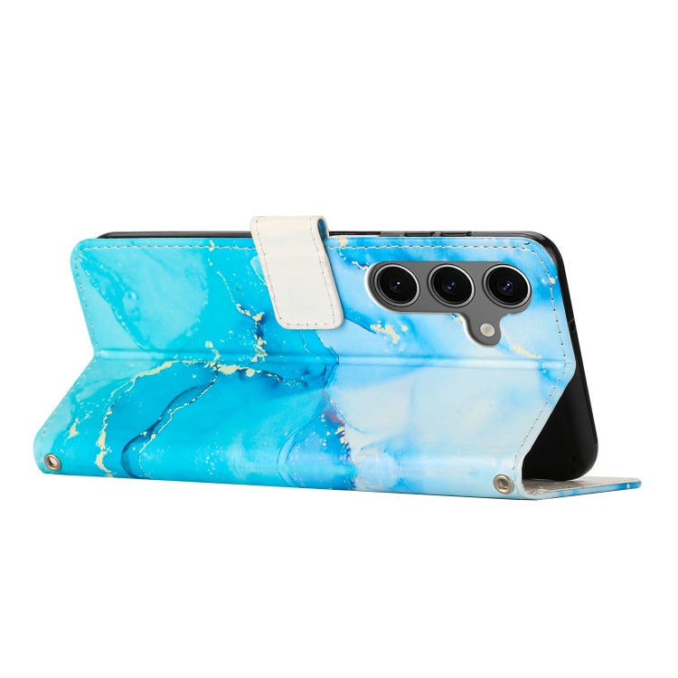 For Samsung Galaxy S25 5G Painted Marble Pattern Leather Phone Case(Blue Green) - Galaxy S25 5G Cases by buy2fix | Online Shopping UK | buy2fix