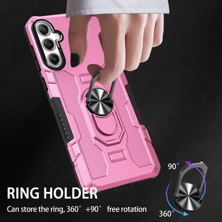 For Samsung Galaxy S25 5G Ring Holder Armor Hybrid Phone Case(Pink) - Galaxy S25 5G Cases by buy2fix | Online Shopping UK | buy2fix