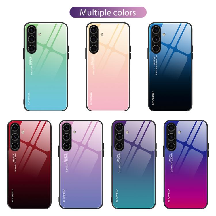 For Samsung Galaxy S25 5G Gradient Color Glass Phone Case(Purple Red) - Galaxy S25 5G Cases by buy2fix | Online Shopping UK | buy2fix