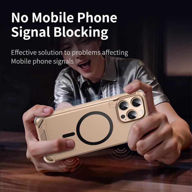 For iPhone 16 Pro Max R-JUST RJ63 Frameless Aroma Mecha MagSafe Phone Case(Desert Gold) - iPhone 16 Pro Max Cases by R-JUST | Online Shopping UK | buy2fix