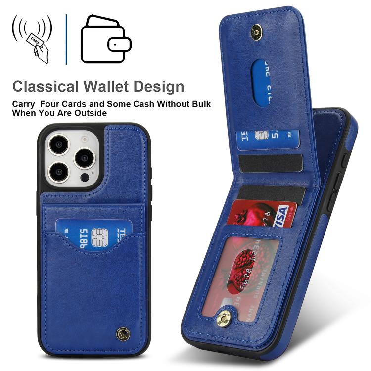 For iPhone 16 Pro Max AwQuer Vertical Flip Card Bag Holder Leather Phone Case(Blue) - iPhone 16 Pro Max Cases by Awquer | Online Shopping UK | buy2fix