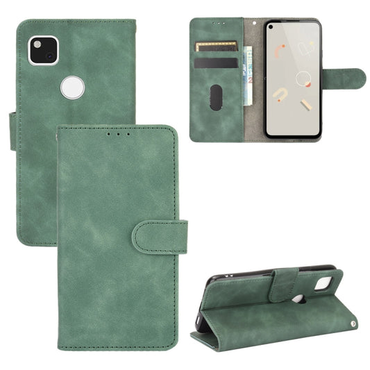 For Google Pixel 4a Solid Color Skin Feel Magnetic Buckle Horizontal Flip Calf Texture PU Leather Case with Holder & Card Slots & Wallet(Green) - Google Cases by buy2fix | Online Shopping UK | buy2fix