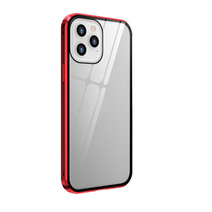 For iPhone 12 Pro Max Double Sides Tempered Glass Magnetic Adsorption Metal Frame Anti-peep Screen Case(Red) - iPhone 12 Pro Max Cases by buy2fix | Online Shopping UK | buy2fix