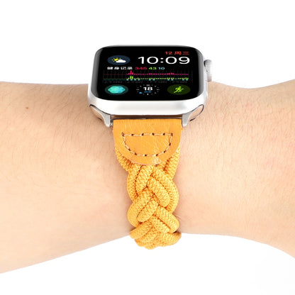 Elastic Woven Watch Band For Apple Watch Ultra 49mm&Watch Ultra 2 49mm / Series 9&8&7 45mm / SE 3&SE 2&6&SE&5&4 44mm / 3&2&1 42mm, Length:120mm(Yellow) - Watch Bands by buy2fix | Online Shopping UK | buy2fix