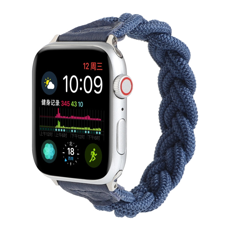 Elastic Woven Watch Band For Apple Watch Ultra 49mm&Watch Ultra 2 49mm / Series 9&8&7 45mm / SE 3&SE 2&6&SE&5&4 44mm / 3&2&1 42mm, Length:160mm(Blue) - Watch Bands by buy2fix | Online Shopping UK | buy2fix