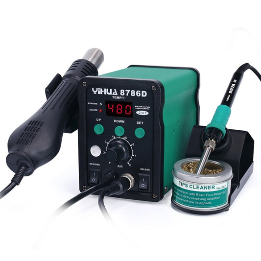 YIHUA 8786D 2 in 1 AC 220V LED Display Adjustable Temperature Hot Air Gun + Solder Station & Soldering Iron - Heat Guns by buy2fix | Online Shopping UK | buy2fix