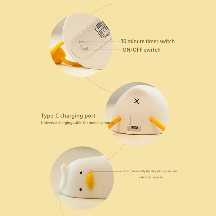 1W USB Charging LED Lie Flat Duck Silicone Touch Sensing Night Light - Night Lights by buy2fix | Online Shopping UK | buy2fix