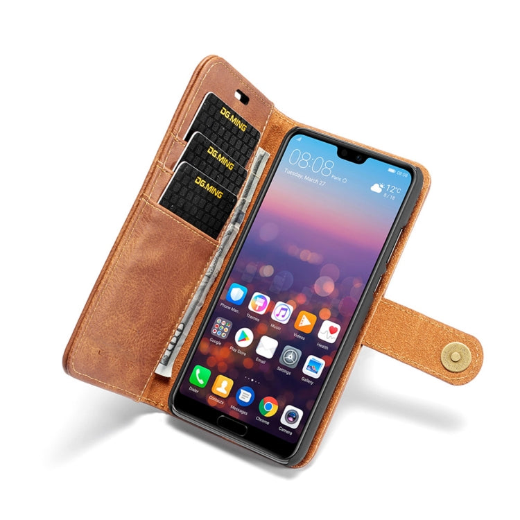 Crazy Horse Texture Flip Detachable Magnetic Leather Case for Huawei P20, with Holder & Card Slots & Wallet (Brown) - Huawei Cases by DG.MING | Online Shopping UK | buy2fix