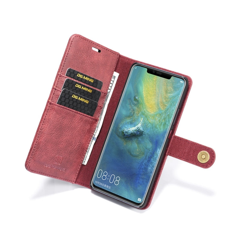 DG.MING Crazy Horse Texture Flip Detachable Magnetic Leather Case for Huawei Mate 20 Pro, with Holder & Card Slots & Wallet (Red) - Huawei Cases by DG.MING | Online Shopping UK | buy2fix