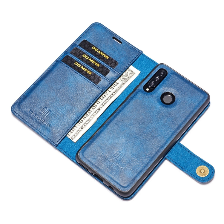 DG.MING Crazy Horse Texture Flip Detachable Magnetic Leather Case for Huawei P30 Lite, with Holder & Card Slots & Wallet (Blue) - Huawei Cases by DG.MING | Online Shopping UK | buy2fix