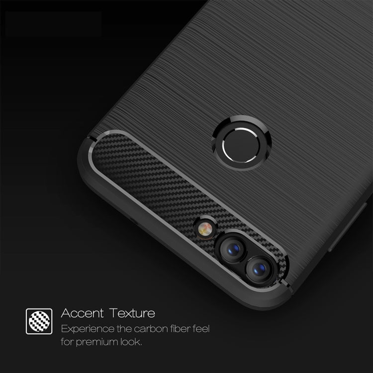 For Huawei  P smart / Enjoy 7S Brushed Texture Carbon Fiber Shockproof TPU Protective Back Case (Navy Blue) - Huawei Cases by buy2fix | Online Shopping UK | buy2fix