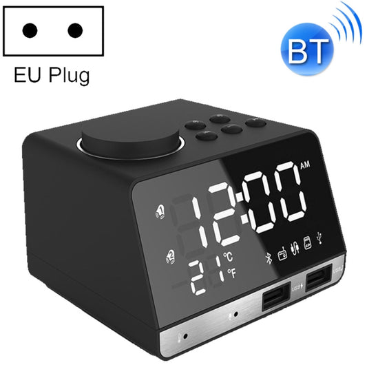 K11 Bluetooth Alarm Clock Speaker Creative Digital Music Clock Display Radio with Dual USB Interface, Support U Disk / TF Card / FM / AUX, EU Plug(Black) - Alarm Clocks by buy2fix | Online Shopping UK | buy2fix